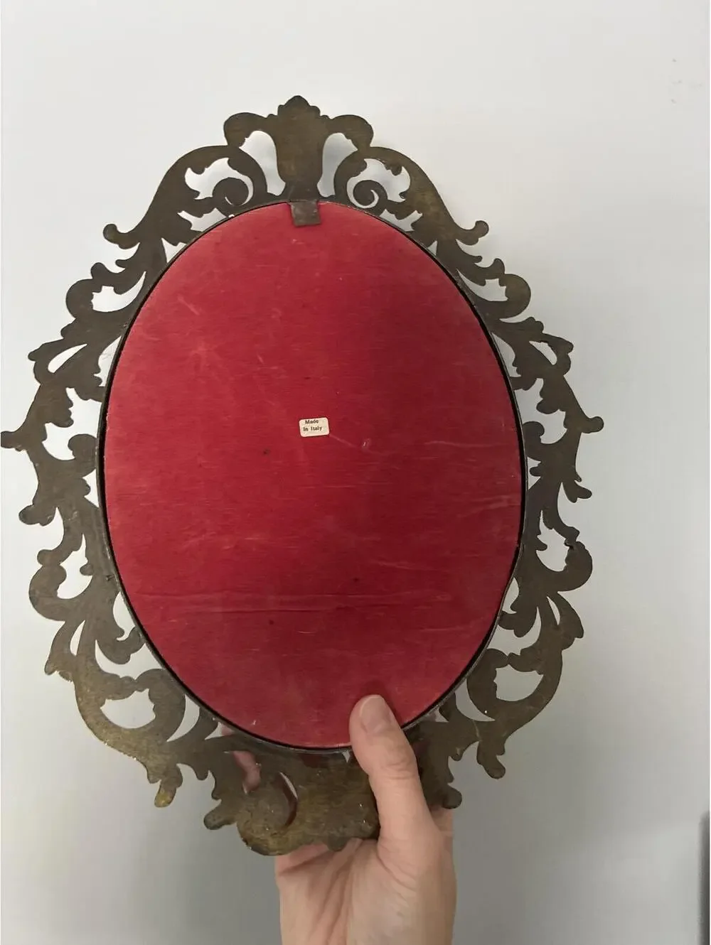 Vintage Made in Italy Floral Wall Art, Convex Bubble Glass Frame Ornate